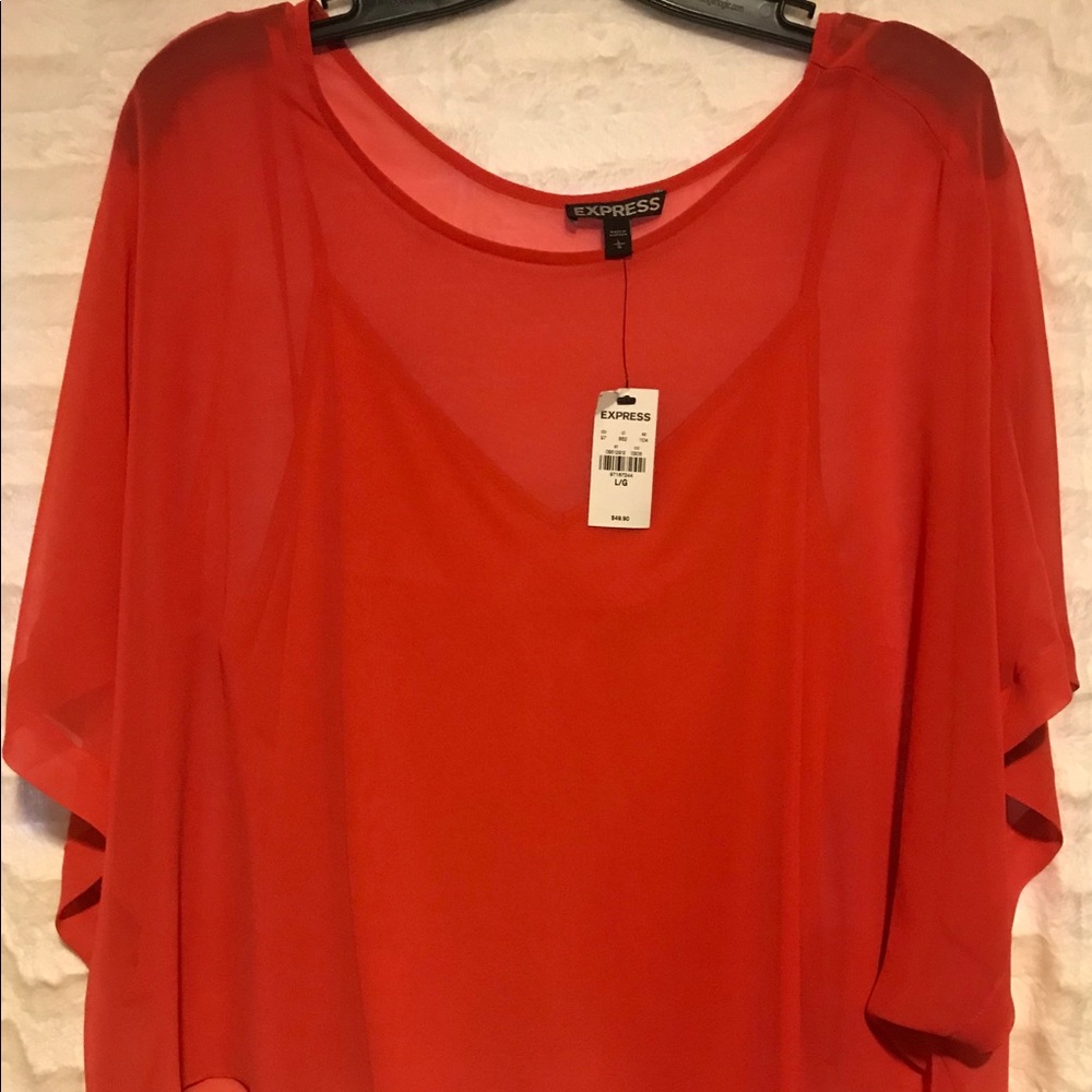 Express L sheer cropped blouse with attached tank